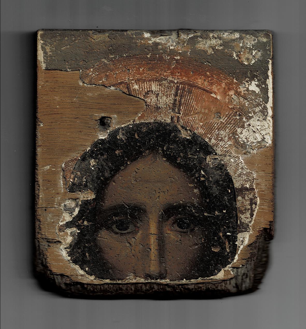The fragment of the icon of the Resurrection salvaged from under the rubble.