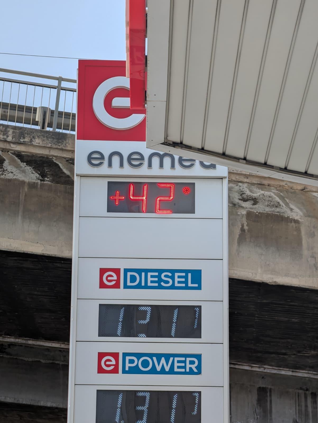 A fuel station displays the temperature in St Julian's at around 2pm on Wednesday. Photo: Chris Sant Fournier