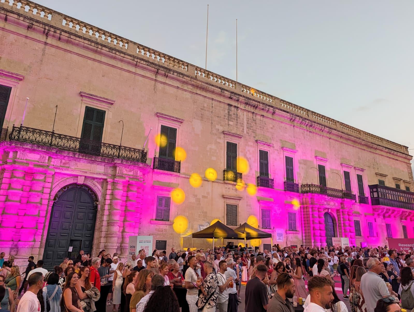 The President's Palace turned pink for the occasion. Photo: Chris Sant Fournier