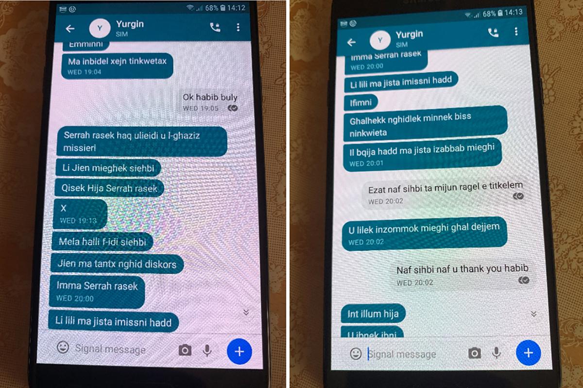 These photos of Melvin Theuma&rsquo;s phone displaying the Signal chat were shown to jurors during the trial.