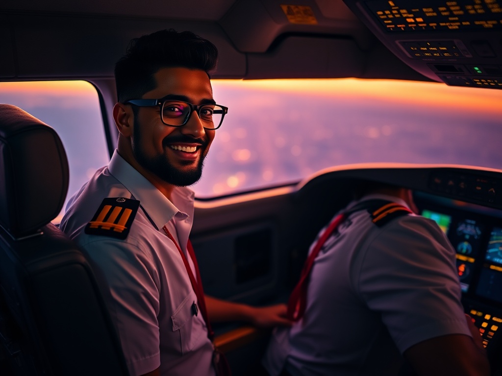 Indian pilot Smit Machchhar, the captain of flydubai flight FZ 1073. Immagine generata con AI – Gazzetta di Malta