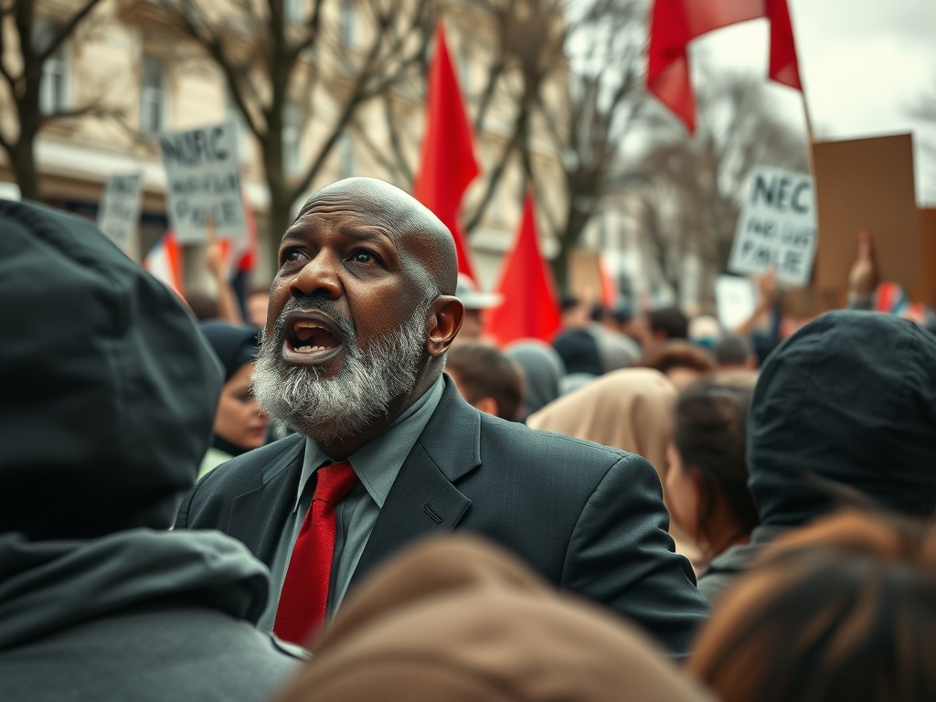 Bally Bagayoko joins protesters. Immagine generata con AI – Gazzetta di Malta