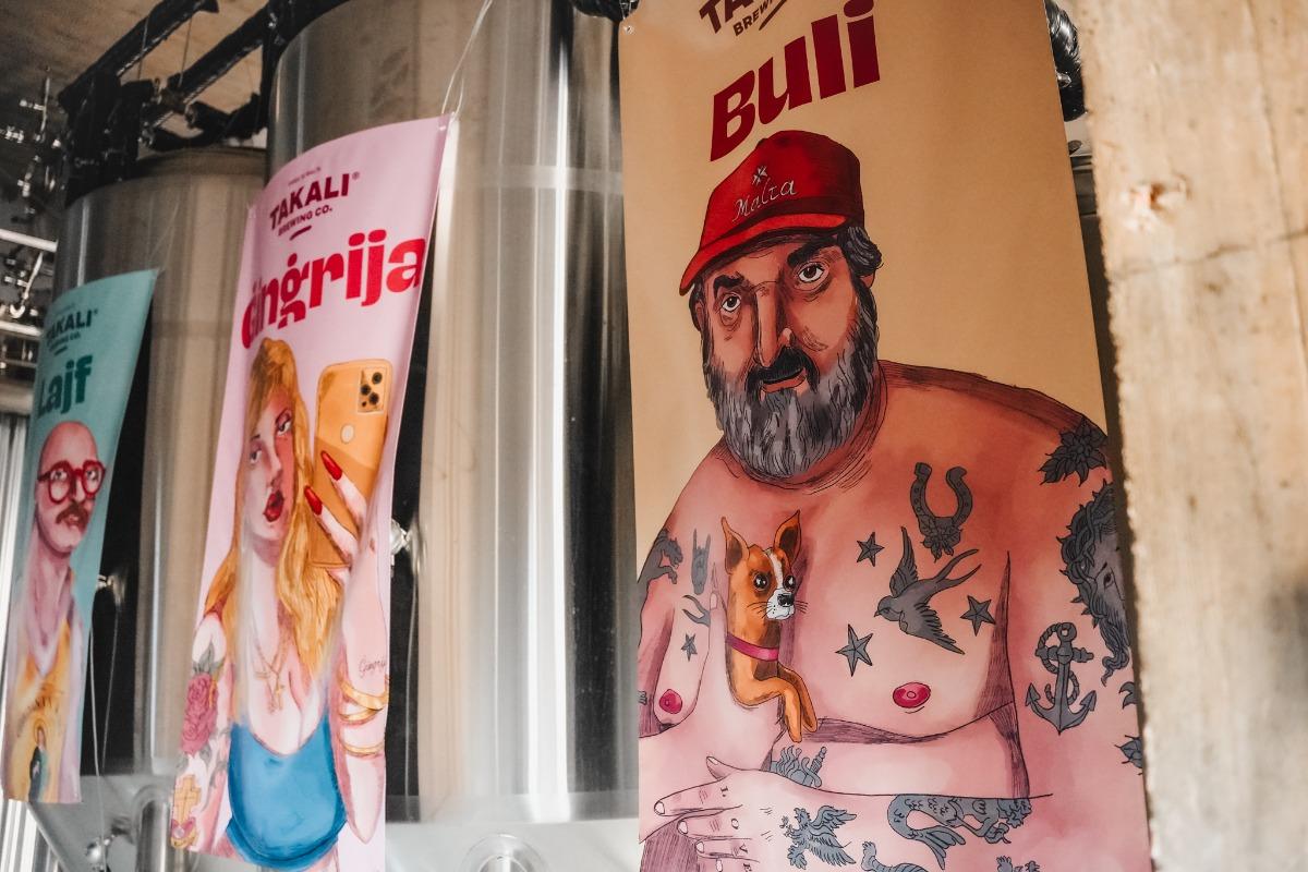 Some of the Maltese characters designed to brand the beers.
