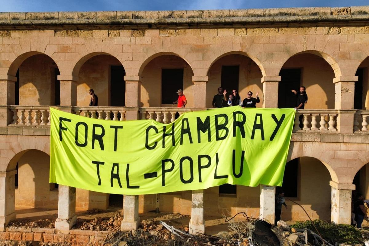 Activists stormed Fort Chambray last year and unfurl banners calling for the British-era barracks not to be demolished.