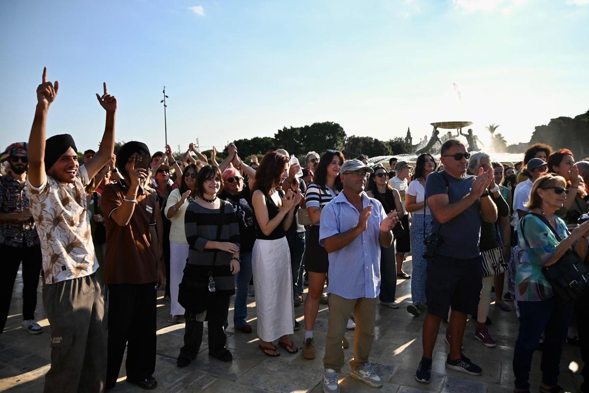 A section of the crowd in Valletta.