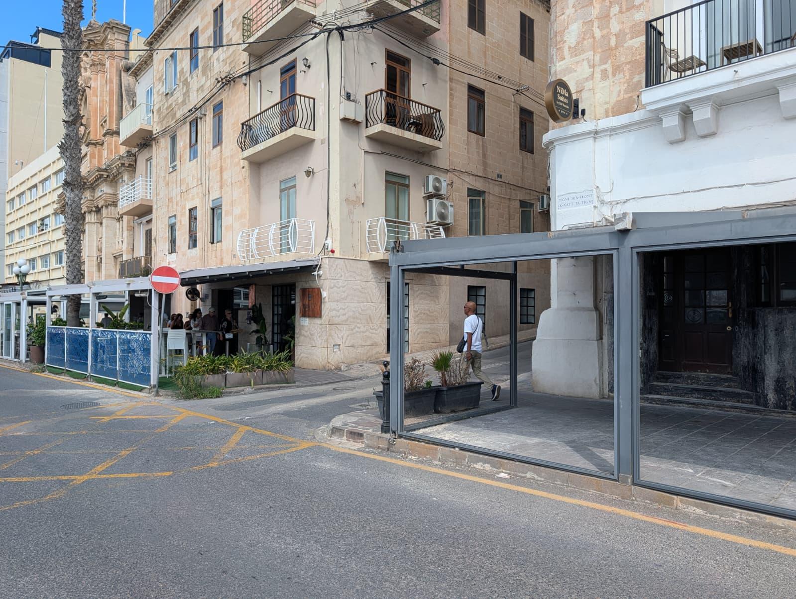 The two awnings on the corner of The Strand and St Anthony Street. Photo: Chris Sant Fournier