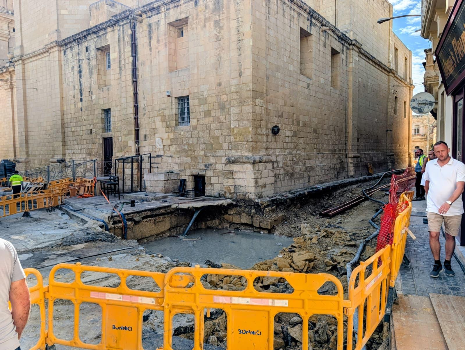 Pictures appear to show that the collapse also affected the foundations at the back of the church. Photo: Chris Sant Fournier